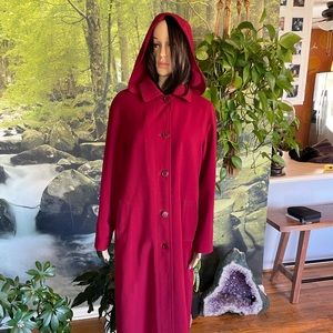Vintage Gallery Long Red Hooded Women’s Coat.